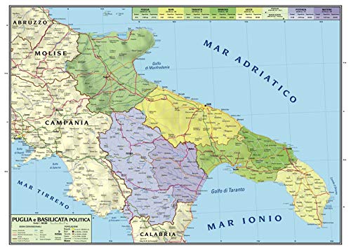 Cartina Geografica Regionale Puglia - Basilicata